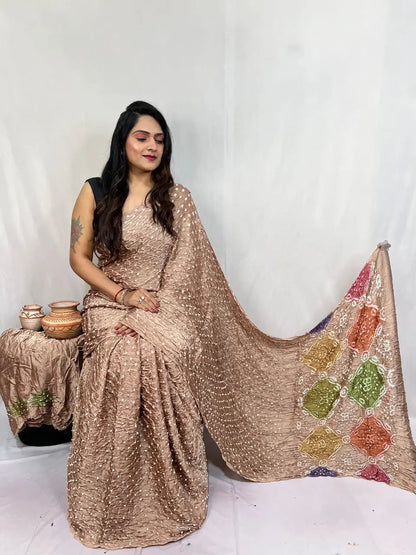 Pure Modal Silk Barik Bandhej Lagdi Pallu Bandhani Saree - Premium  from Ethenika.com  - Just INR 5990! Shop now at Ethenika.com 