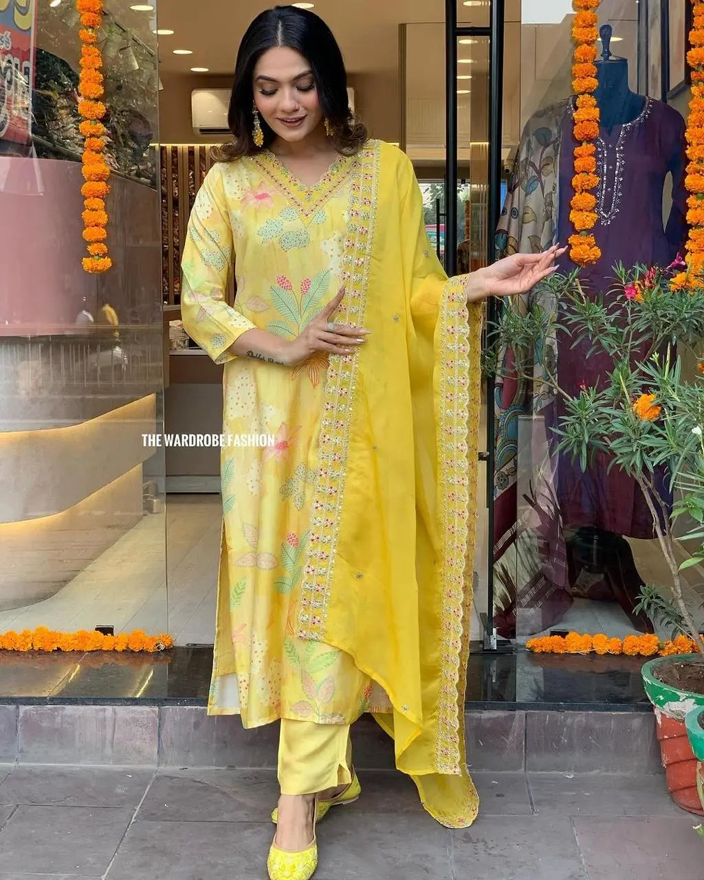 Muslin Silk digital Print with Embroidery work Kurti Pant Dupatta Set - Premium  from Ethenika.com  - Just INR 2790! Shop now at Ethenika.com 