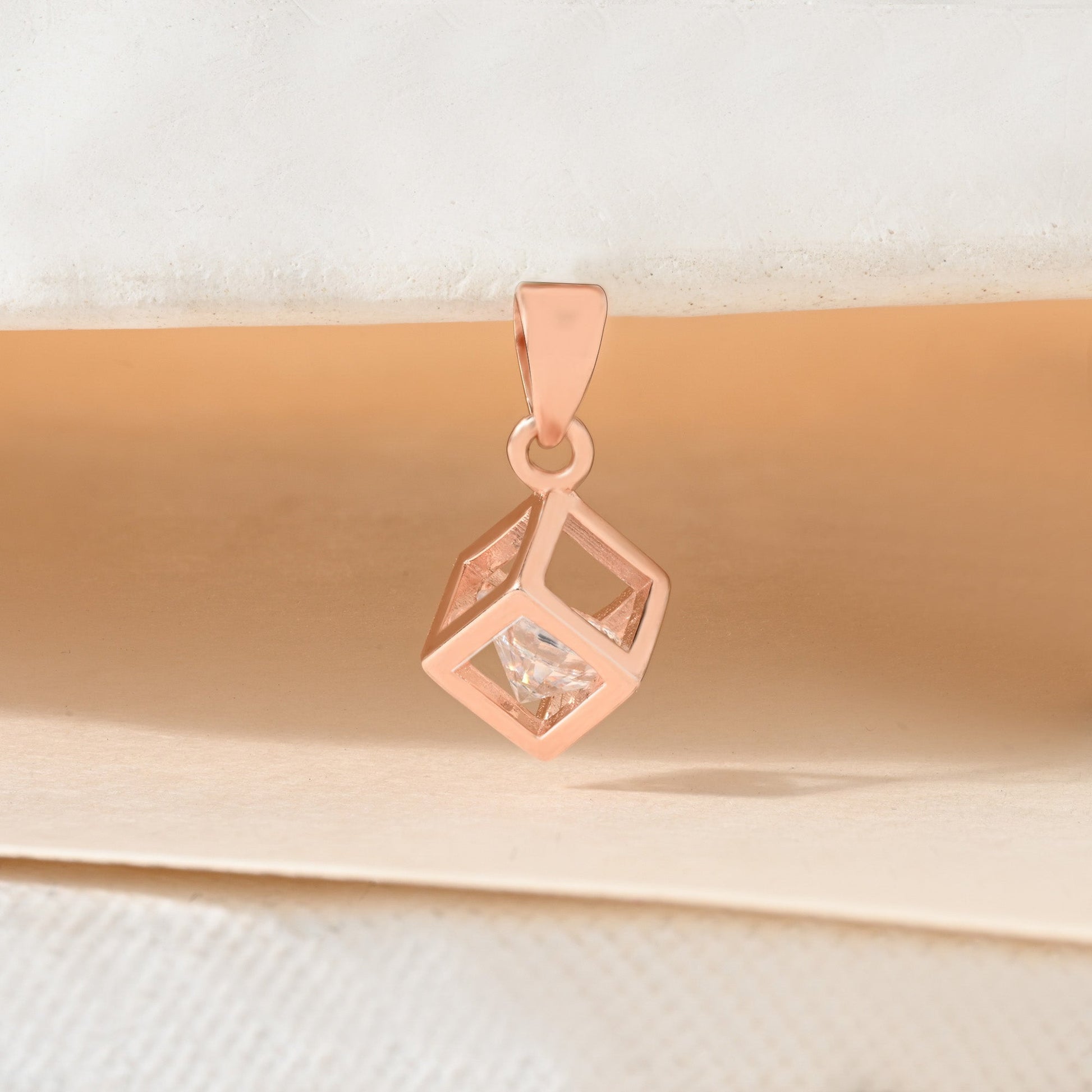 Stacked Square CZ Silver Pendant