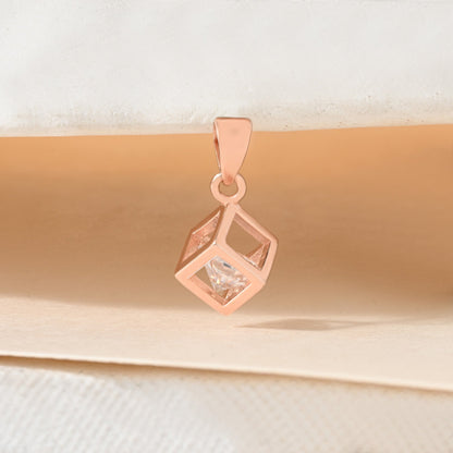 Stacked Square CZ Silver Pendant