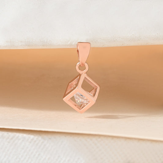 Stacked Square CZ Silver Pendant