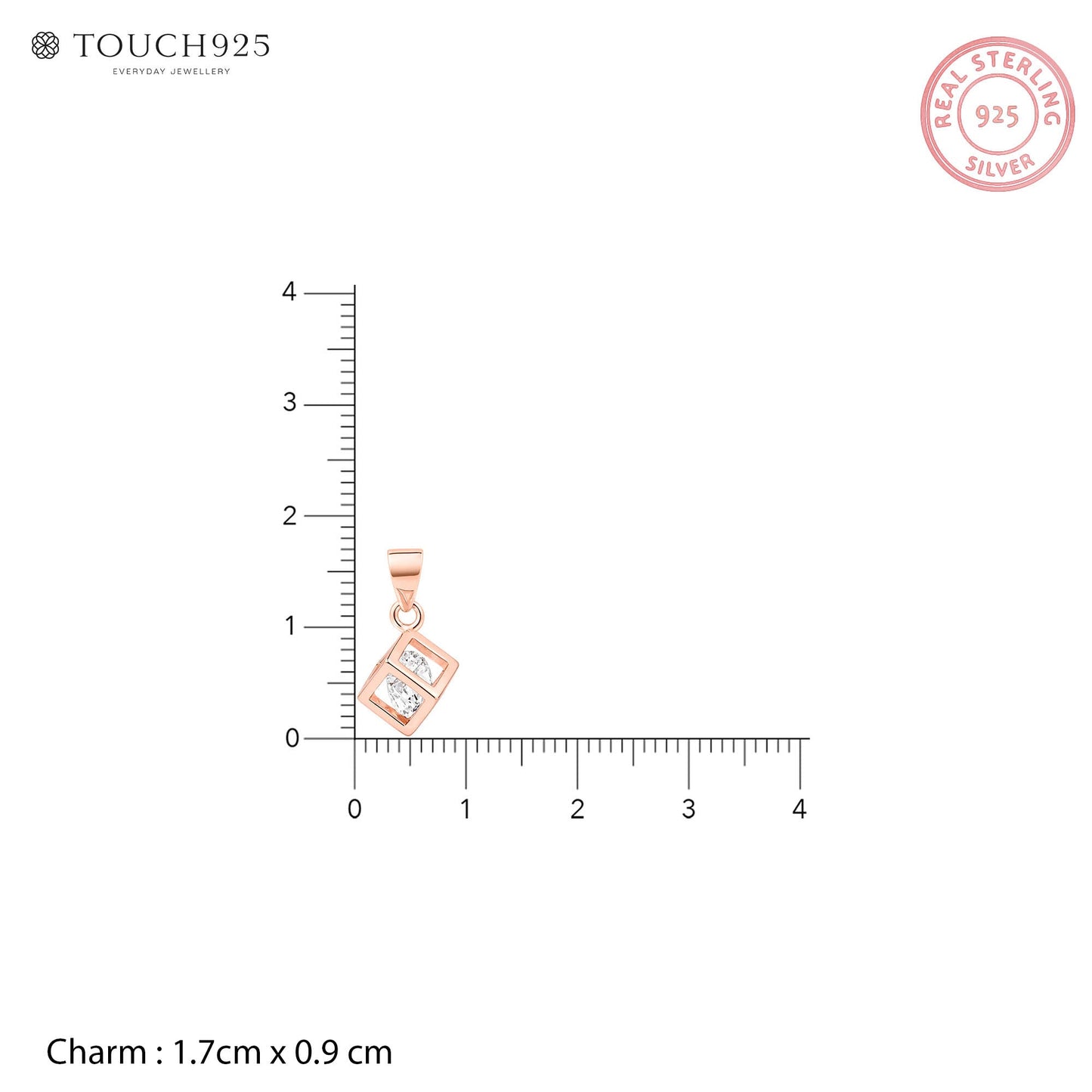 Stacked Square CZ Silver Pendant