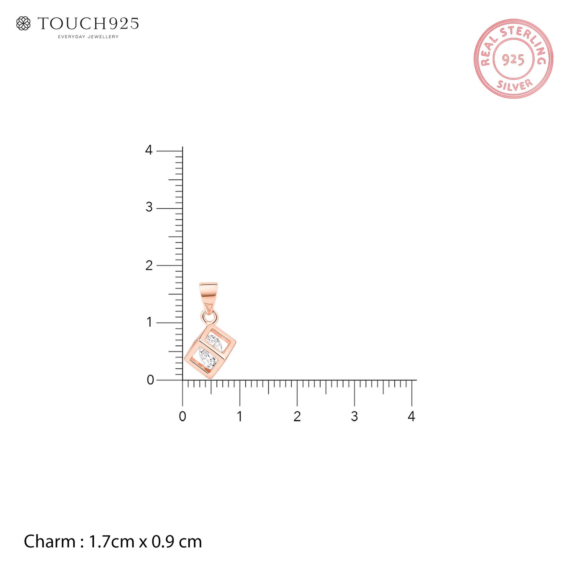 Stacked Square CZ Silver Pendant