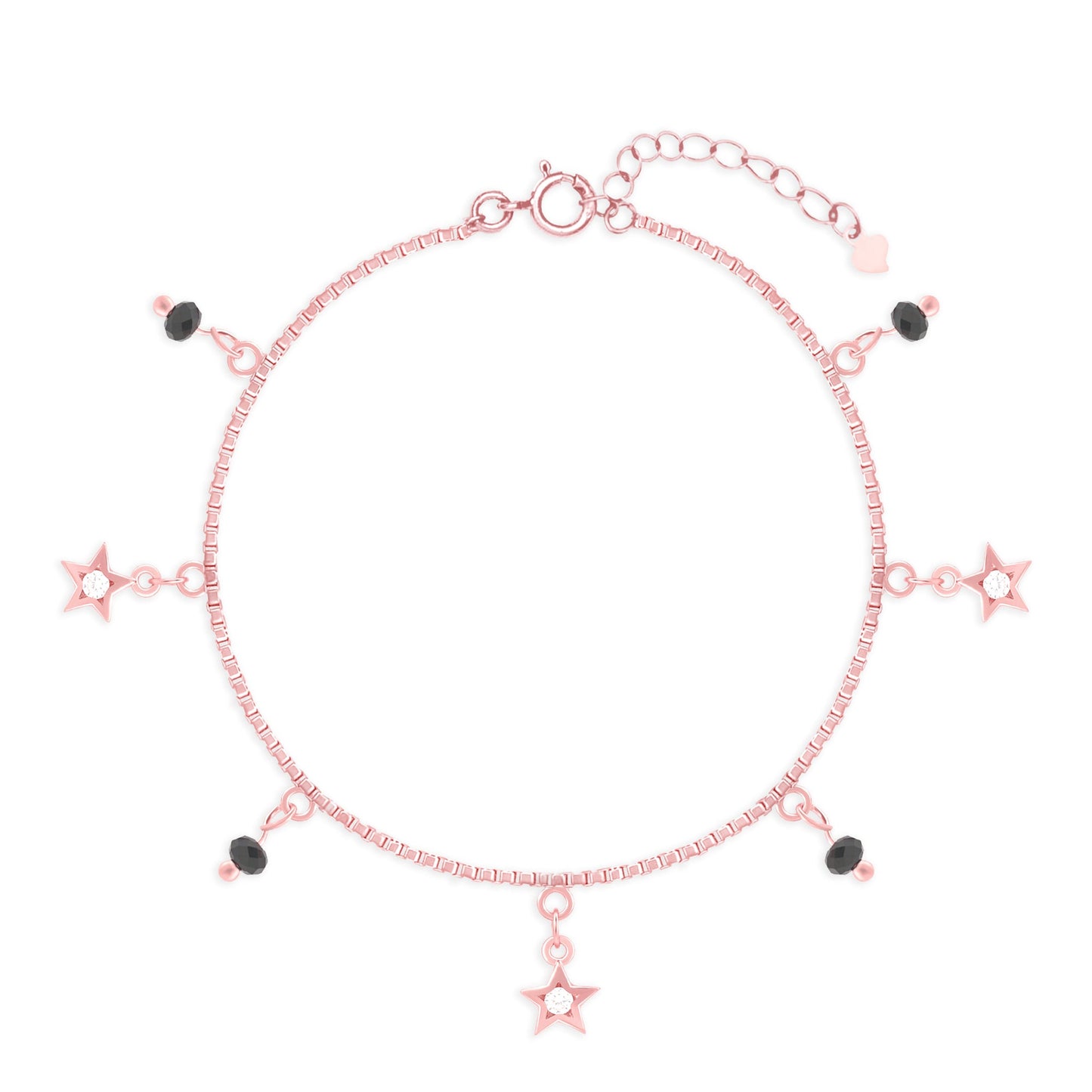 Star Charm Bracelet with Black Beads