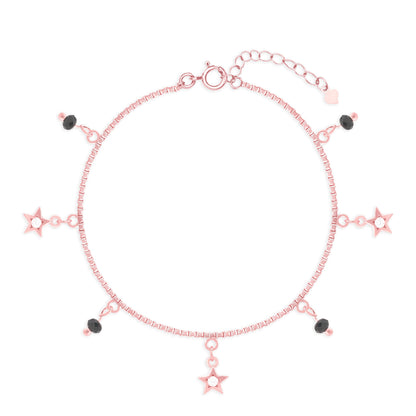 Star Charm Bracelet with Black Beads