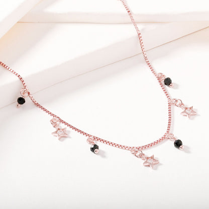 Star Charm Bracelet with Black Beads