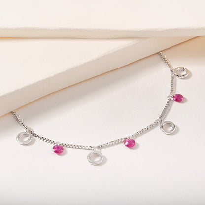 Pink Bead and Circle Charm Bracelet