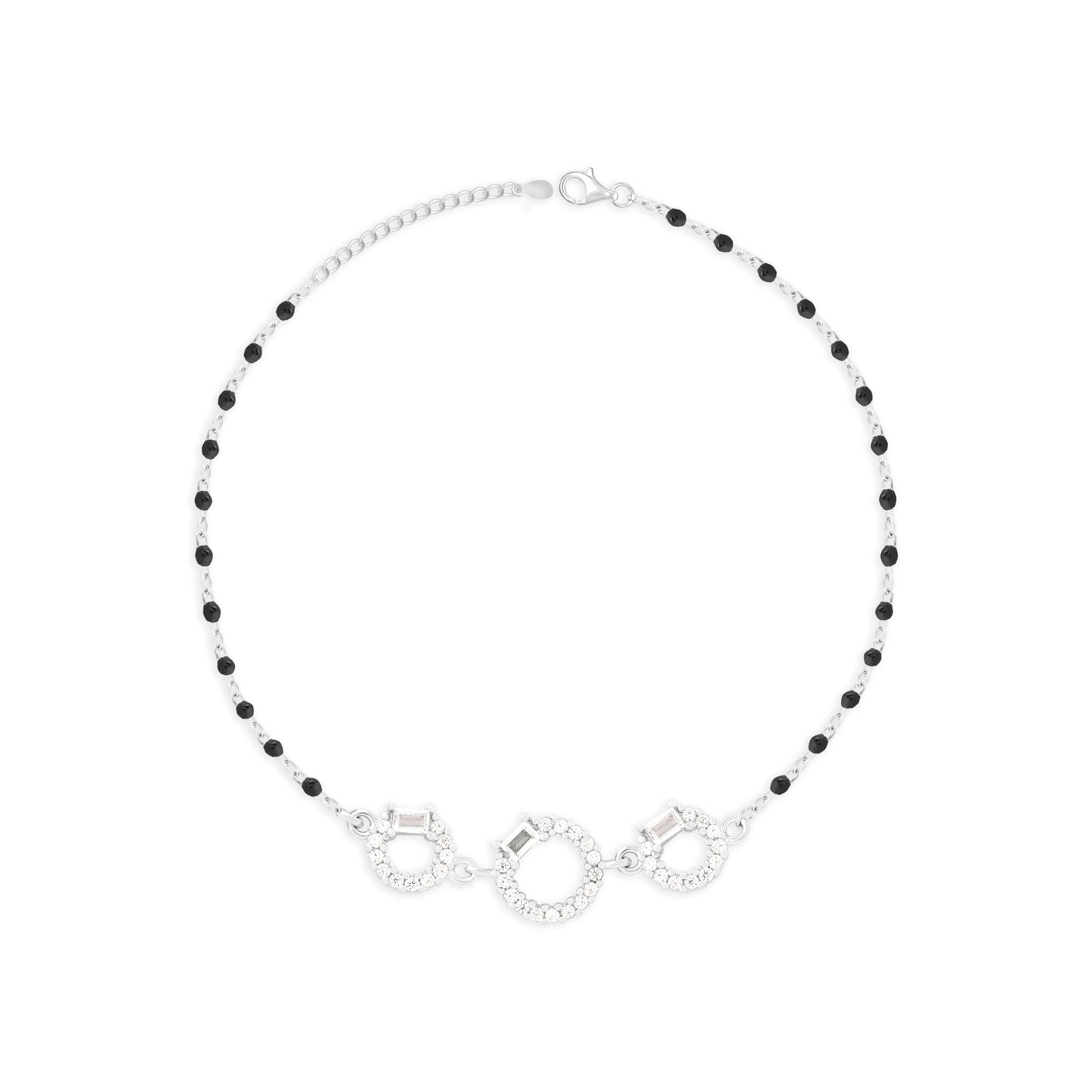 Three-Stone Black Beads Bracelet