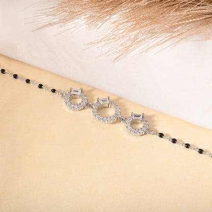 Three-Stone Black Beads Bracelet