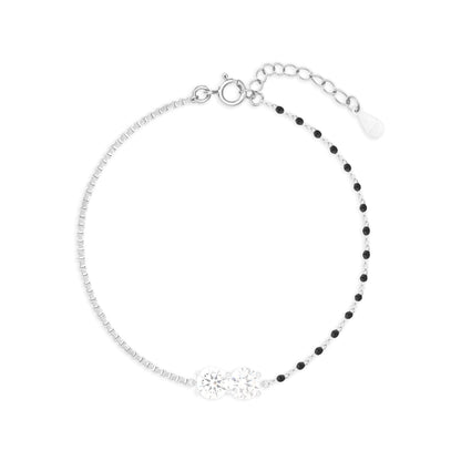 Two-Stone Black Beads Bracelet