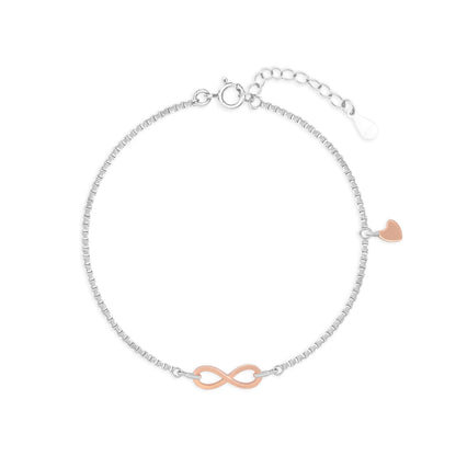 Infinity Charm Bracelet with Heart Drop