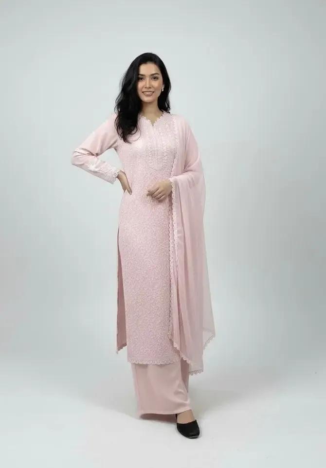Faux Georgette Chikankari Kurti Palazzo Set Ethenika.com