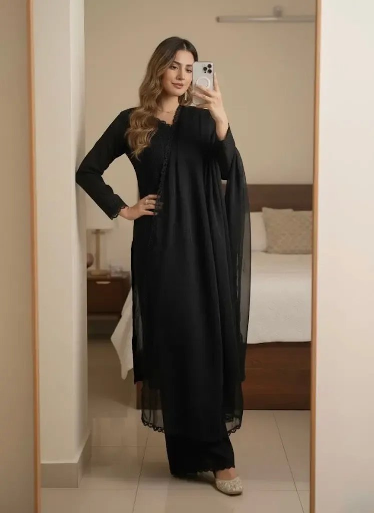Faux Georgette Chikankari Kurti Palazzo Set Ethenika.com