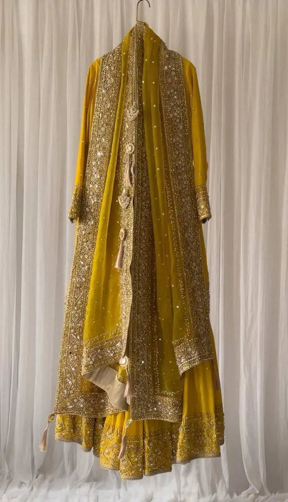 Faux Georgette Haldi Ceremony Dress (Ready to Wear) Ethenika.com
