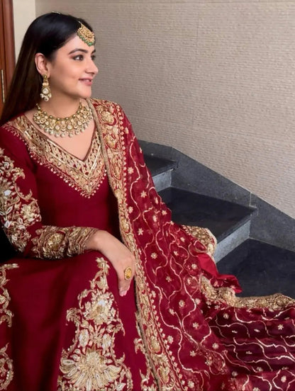 Faux Georgette Sequence Embroidery Work Designer Anarkali Gown Pant Dupatta Set Ethenika.com