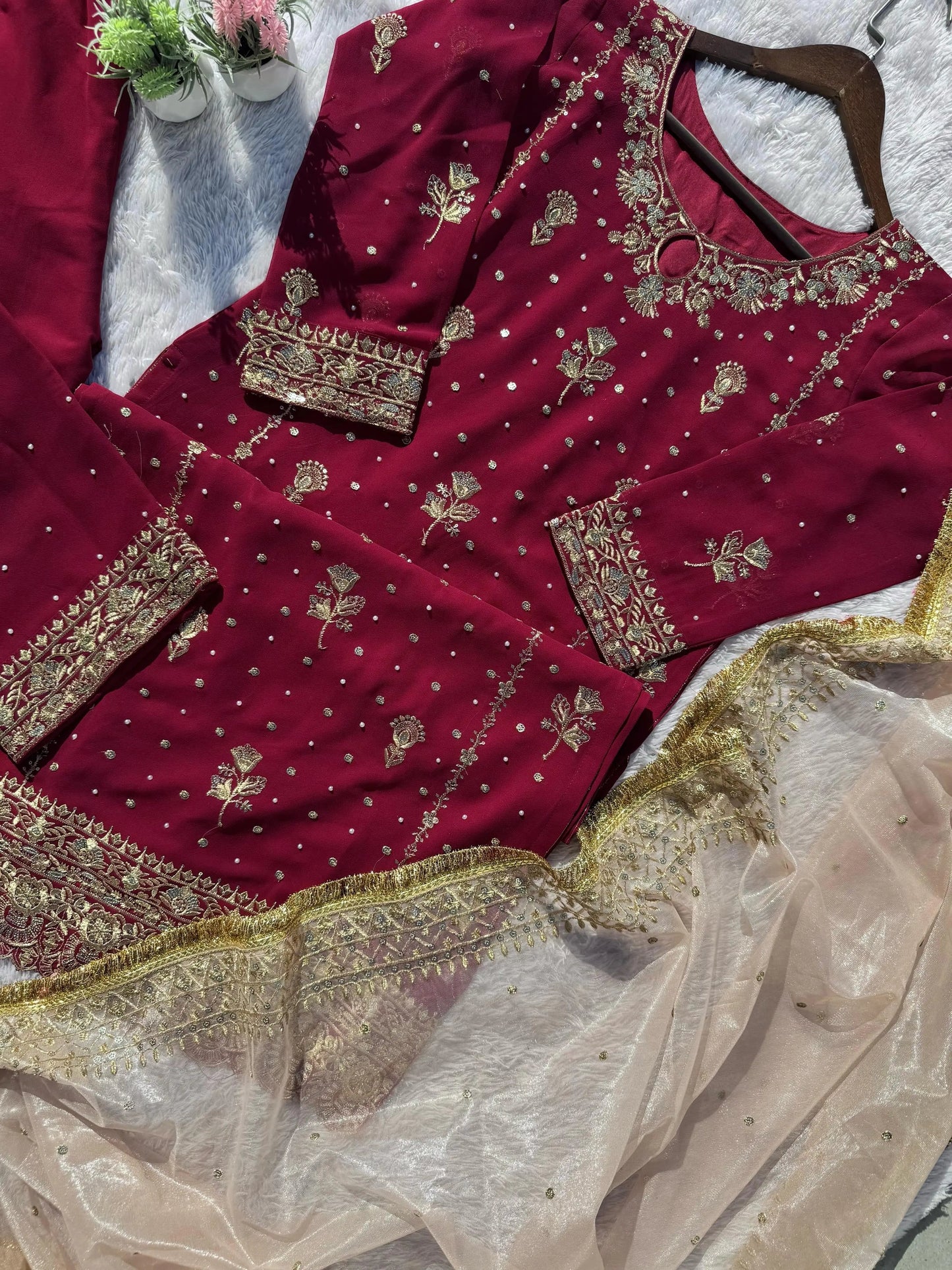Faux Georgette Sequence Moti Work Eid Special Dress for women (Stitched) Ethenika.com