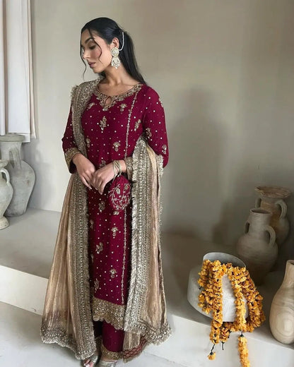 Faux Georgette Sequence Moti Work Eid Special Dress for women (Stitched) Ethenika.com