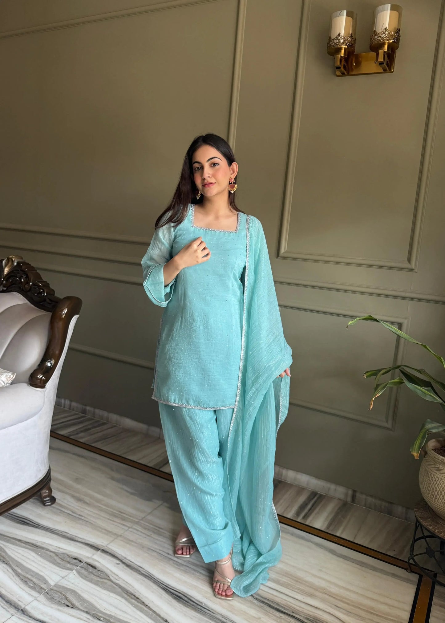Fendi Silk Farshi Salwar Suit For Women (Ready To Wear) Ethenika.com