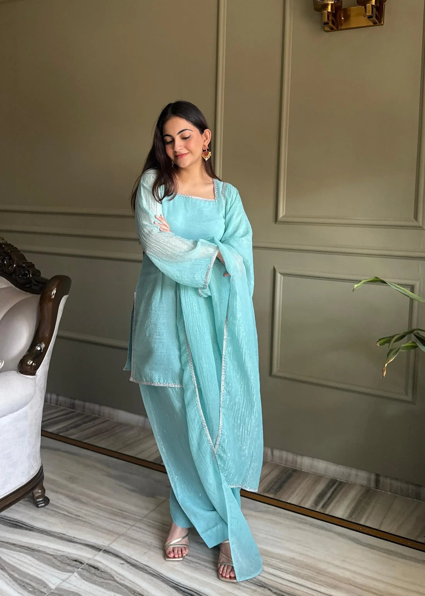 Fendi Silk Farshi Salwar Suit For Women (Ready To Wear) Ethenika.com