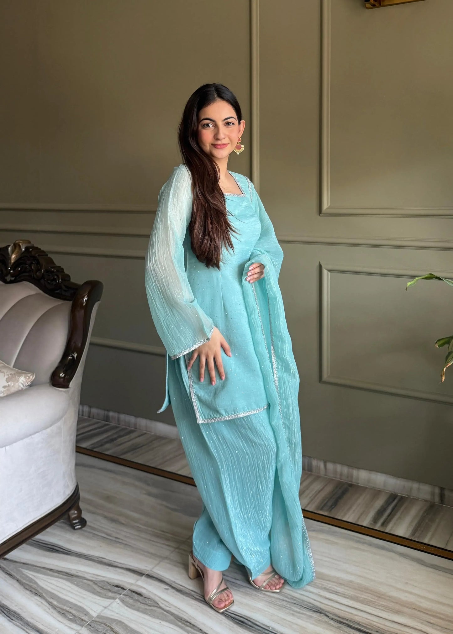 Fendi Silk Farshi Salwar Suit For Women (Ready To Wear) Ethenika.com