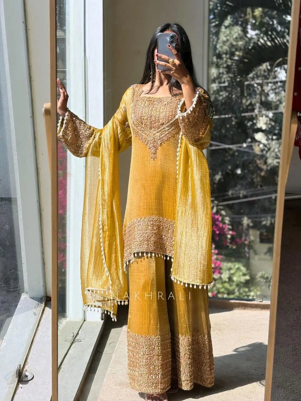 Fendy Silk Designer Kurti Sharara Dupatta Set Ethenika.com