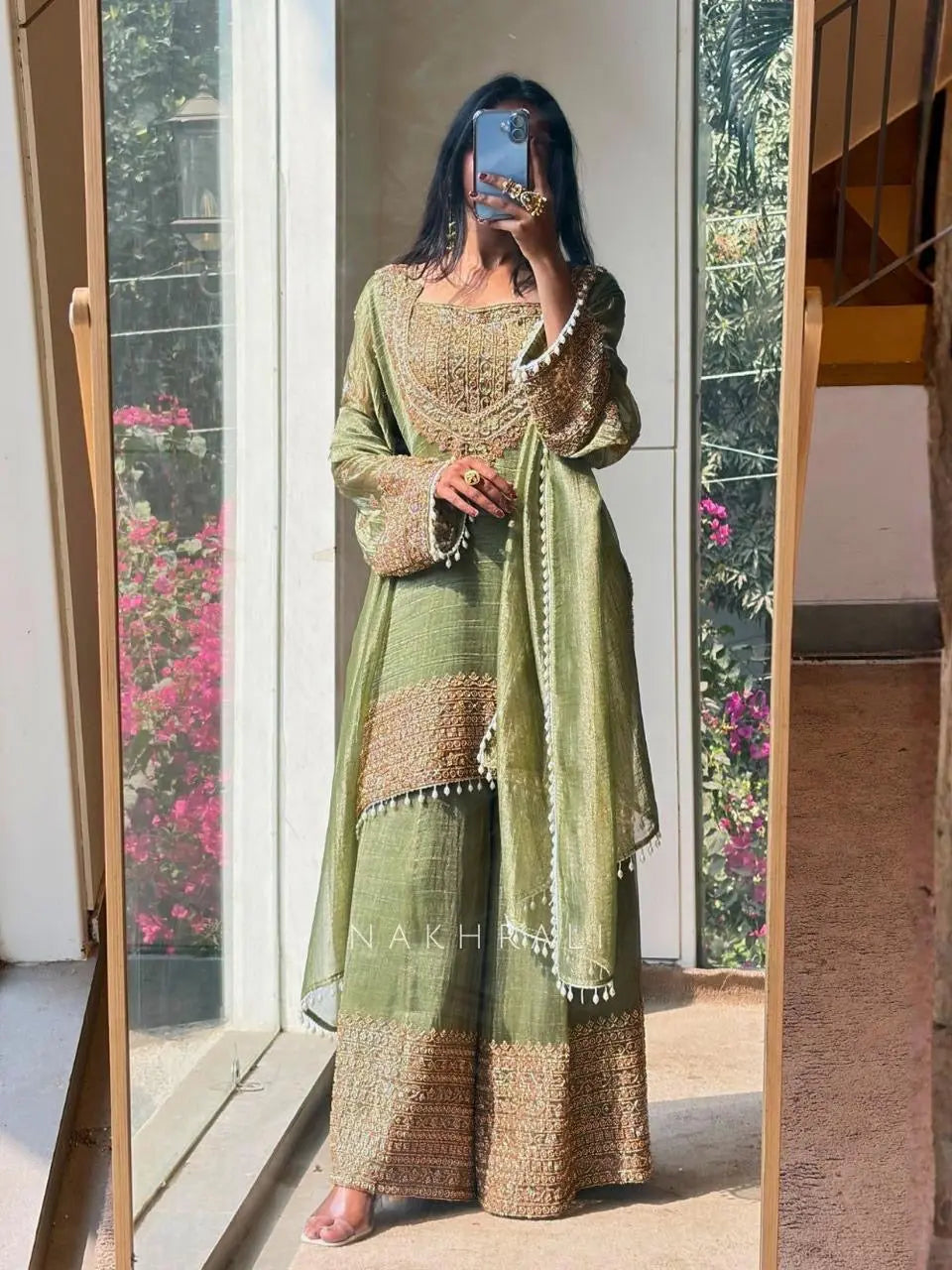 Fendy Silk Designer Kurti Sharara Dupatta Set Ethenika.com