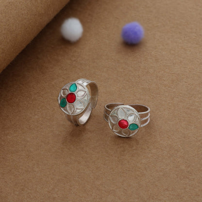 Festive Spark Rangoli Silver Toering | Adjustable | Lightweight |  Everyday Wear