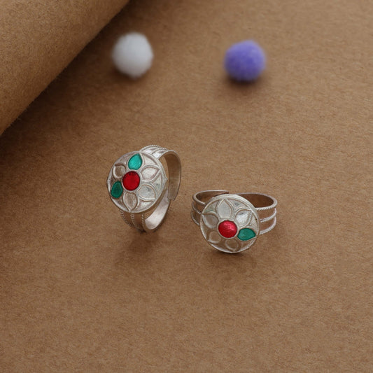 Festive Spark Rangoli Silver Toering | Adjustable | Lightweight |  Everyday Wear