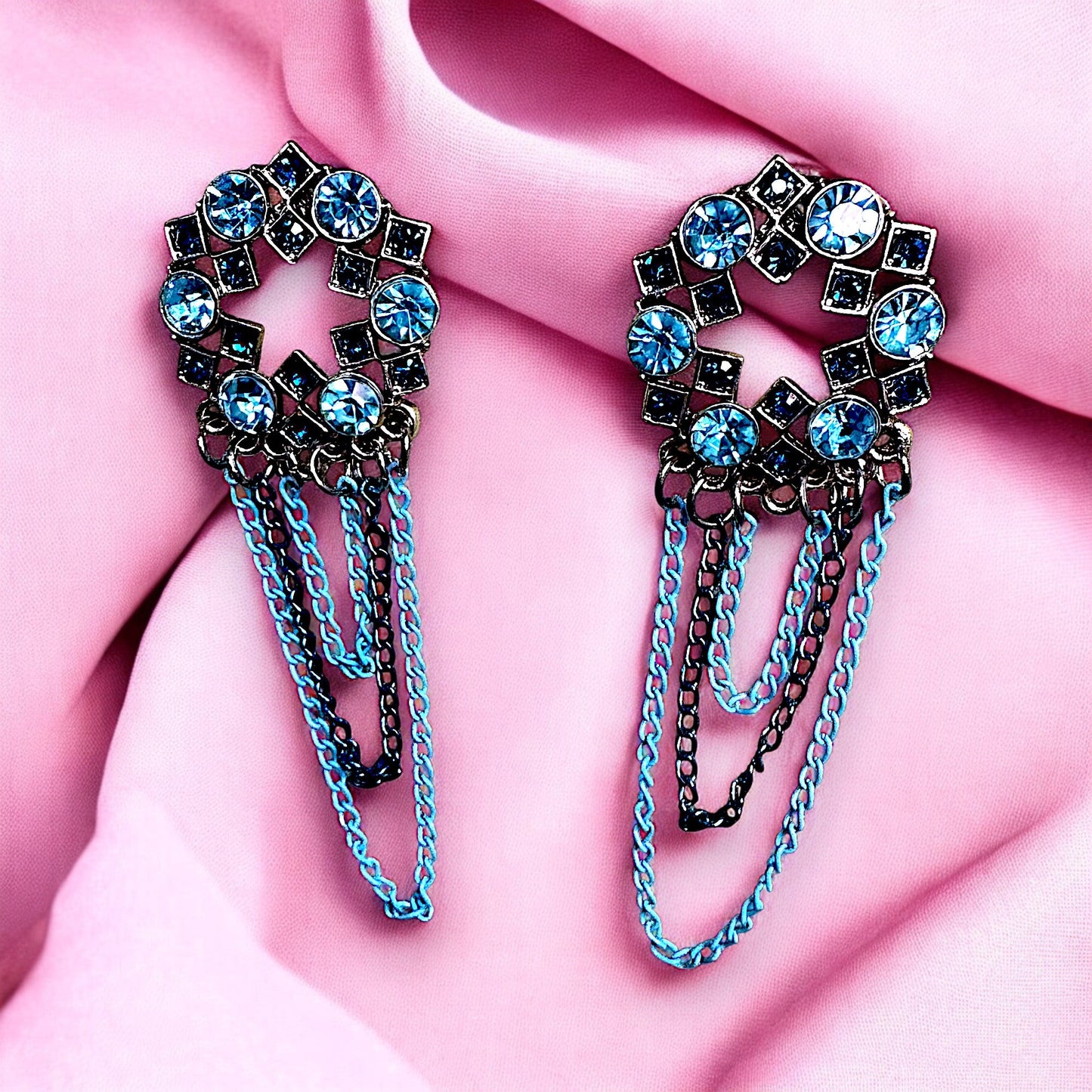 Circular Chain Dangle Earrings Blue Earrings Ear Rings Earrings ethnic Trincket Jewellry Jewelry Jewellery