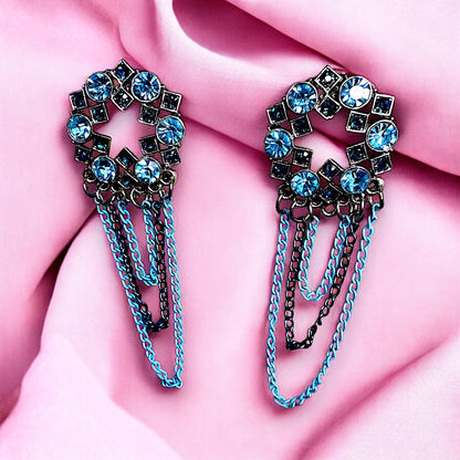 Circular Chain Dangle Earrings Blue Earrings Ear Rings Earrings ethnic Trincket Jewellry Jewelry Jewellery