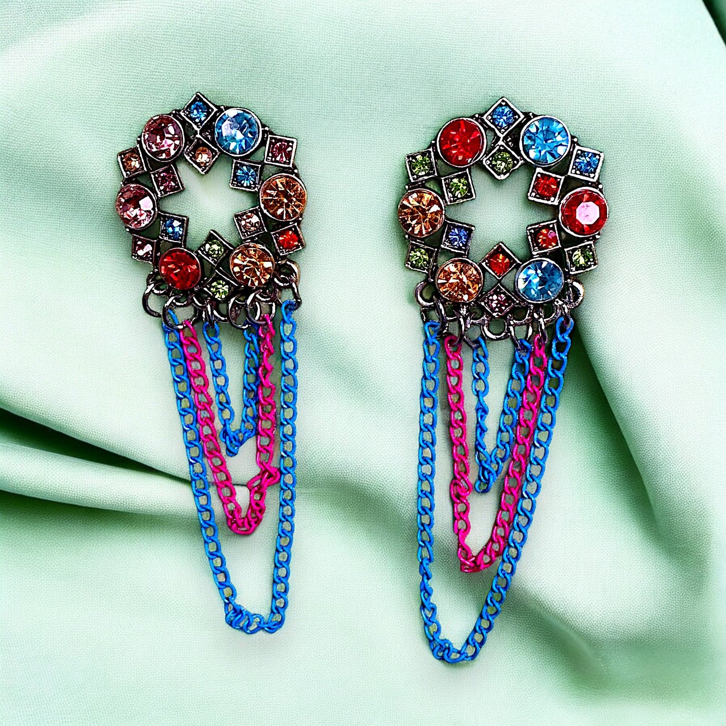Circular Chain Dangle Earrings Multicolor Earrings Ear Rings Earrings ethnic Trincket Jewellry Jewelry Jewellery