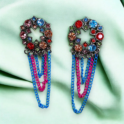 Circular Chain Dangle Earrings Multicolor Earrings Ear Rings Earrings ethnic Trincket Jewellry Jewelry Jewellery