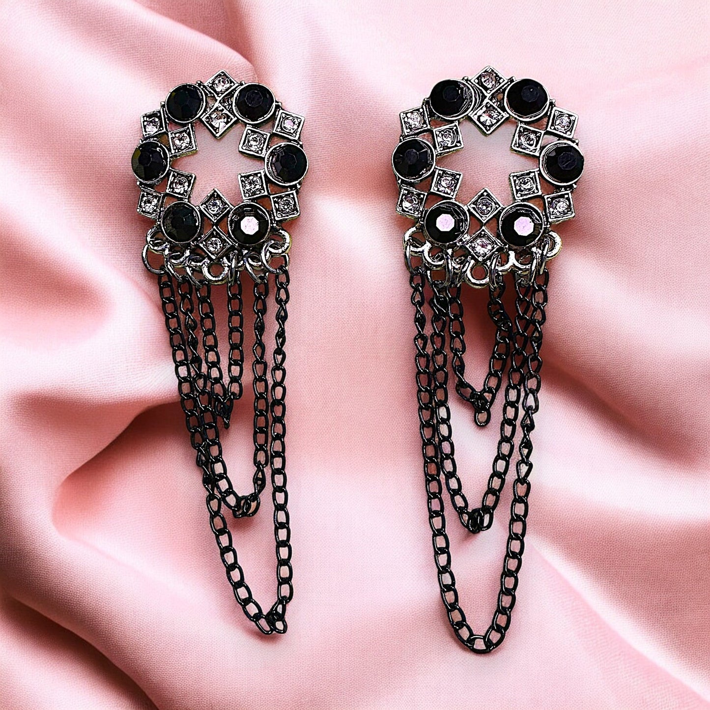 Circular Chain Dangle Earrings Black Earrings Ear Rings Earrings ethnic Trincket Jewellry Jewelry Jewellery
