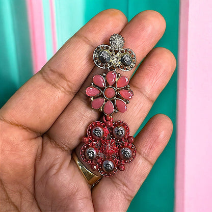 Double Flower Earrings Earrings Ear Rings Earrings ethnic Trincket Jewellry Jewelry Jewellery