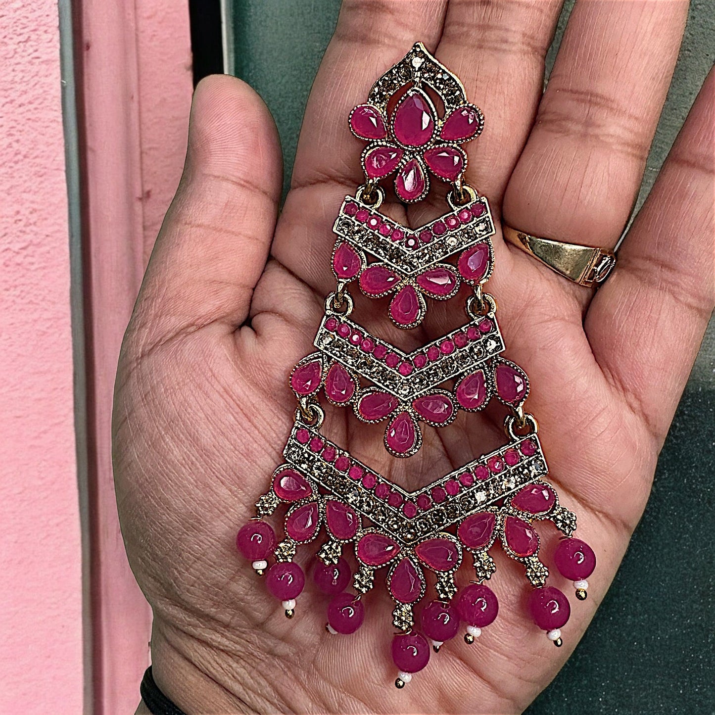 Golden Base Long Heavy Dangles Earrings Ear Rings Earrings ethnic Trincket Jewellry Jewelry Jewellery
