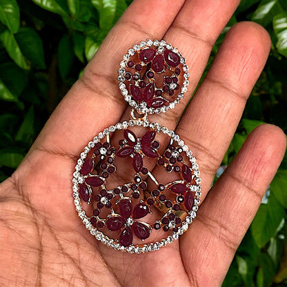 Flower pattern round earrings Earrings Ear Rings Earrings ethnic Trincket Jewellry Jewelry Jewellery
