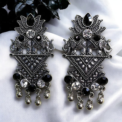 Oxidized Lotus Earrings Black Earrings Ear Rings Earrings ethnic Trincket Jewellry Jewelry Jewellery