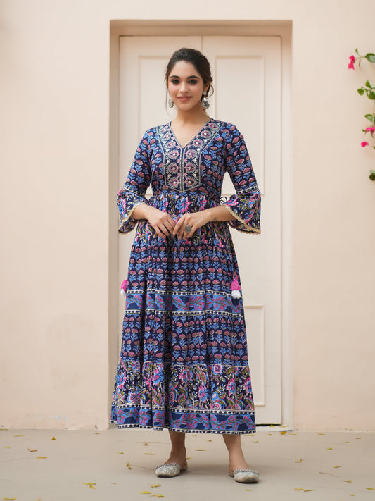 Floral Keyhole Neck Anarkali Kurta
