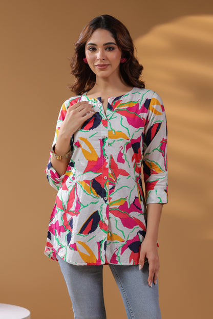 Floral Printed Cotton Top for Women