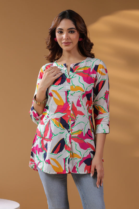 Floral Printed Cotton Top for Women