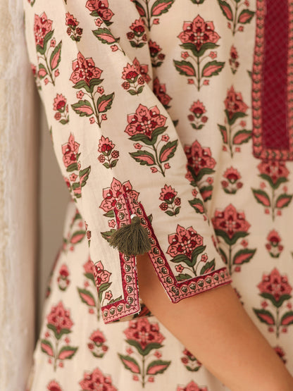 Floral motif pure cotton kurti