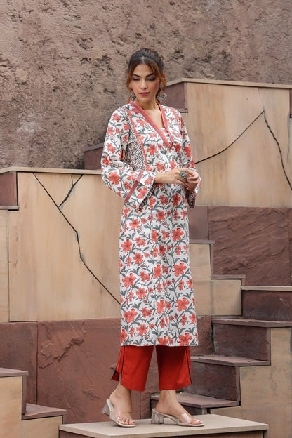 Floral print kurta top