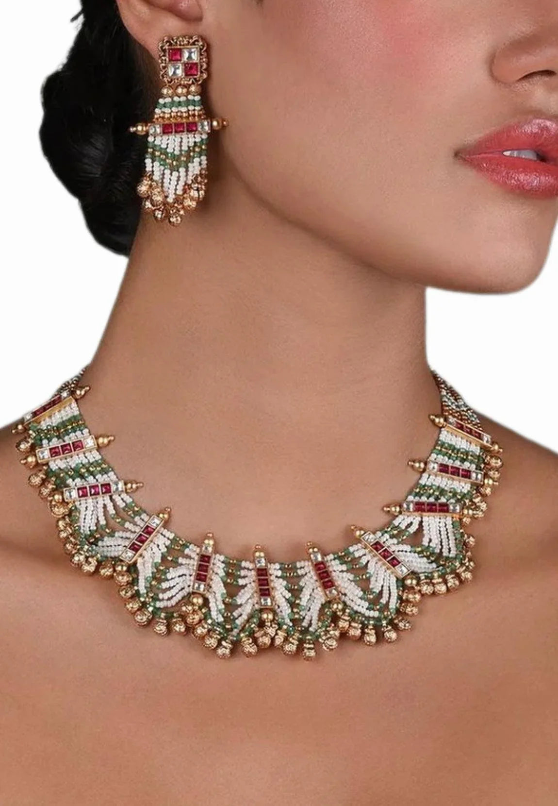 Saanvi Necklace Set With Gold Beads | Sone Pe Suhaga