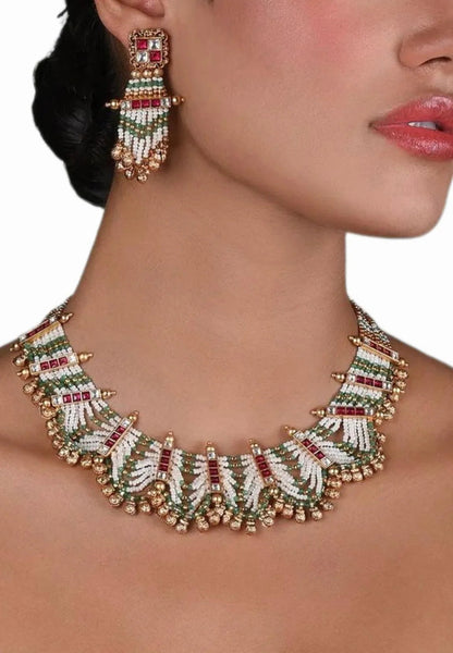Saanvi Necklace Set With Gold Beads | Sone Pe Suhaga