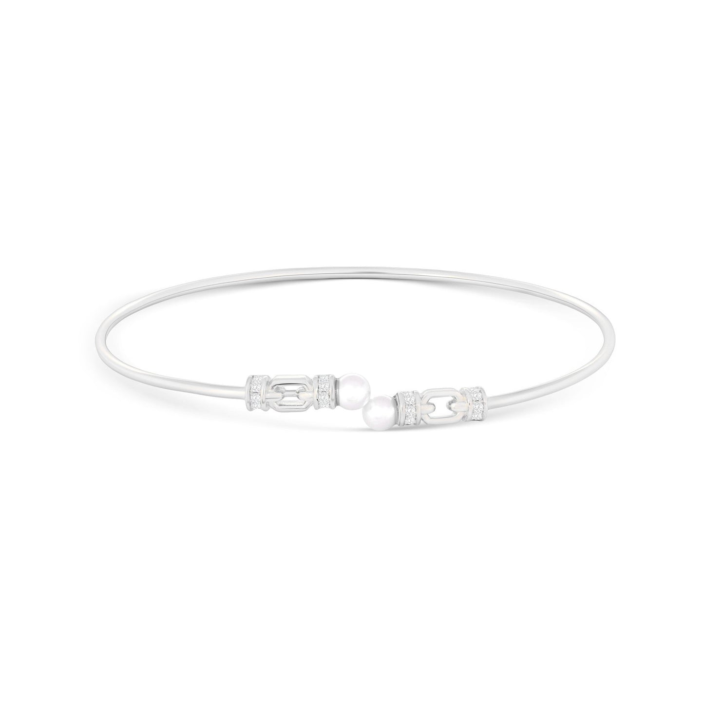 Linked Pearl Silver Kada
