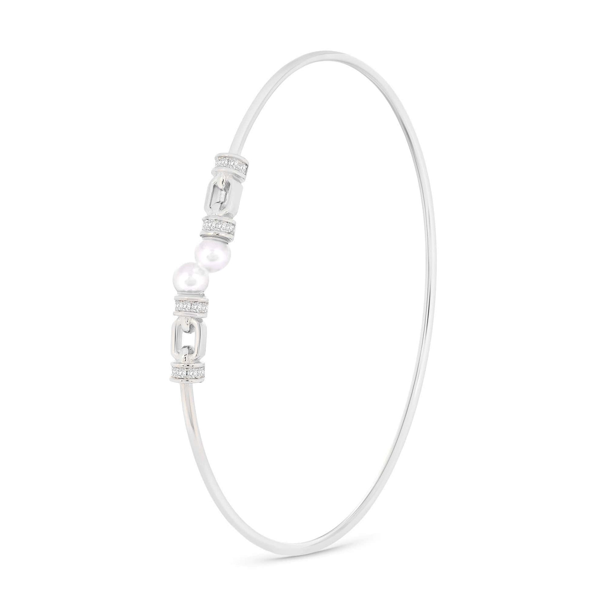 Linked Pearl Silver Kada