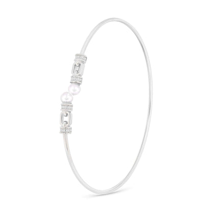 Linked Pearl Silver Kada