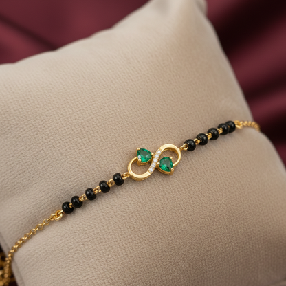 Silver Twin Heart Mangalsutra Bracelet