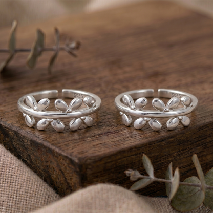 Pure 92.5 Silver Leaf Design Toe Rings