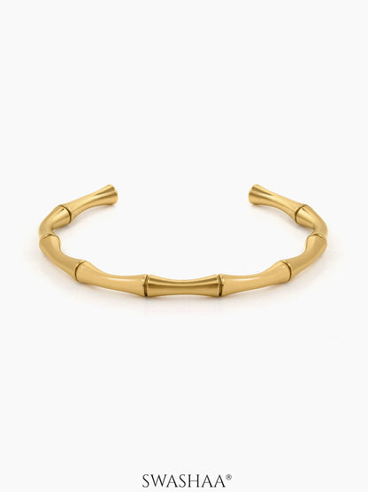 Gianella Bamboo Link 18K Gold Plated Cuff Bracelet